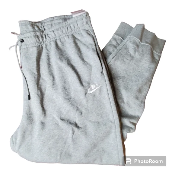 Nike womens sportswear essential fleece gray sweatpants - Picture 3 of 7